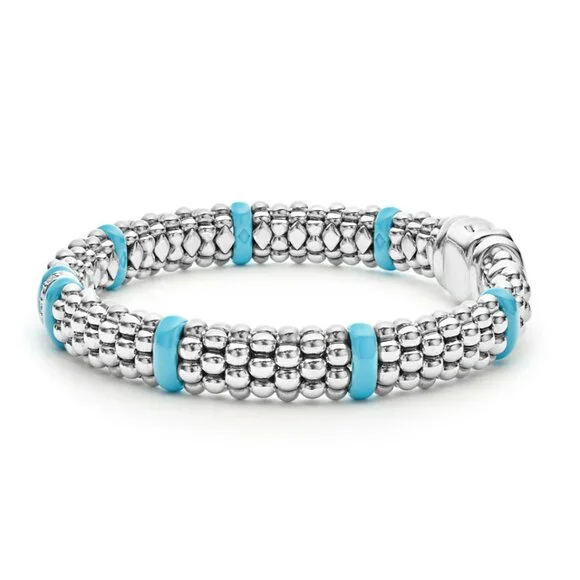 Blue Caviar Blue Single Station Diamond Caviar Bracelet9mm from Lagos Sz M(7)
